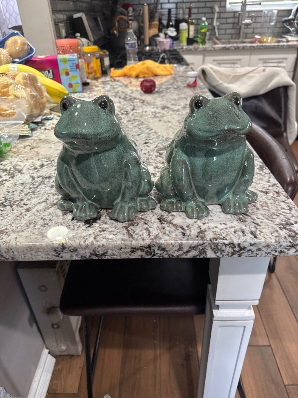 Twin ceramic frogs
